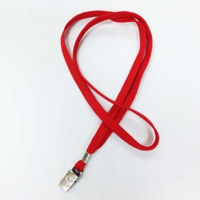 שרוך לצוואר אדום 1 סמ עם קליפס קרוקודיל