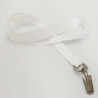 שרוך לצוואר לבן חלק 2 סמ עם קליפס קרוקודיל