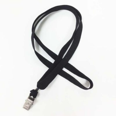 שרוך לצוואר שחור 1 סמ עם קליפס קרוקודיל