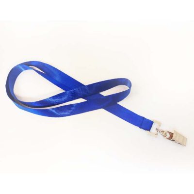 שרוך לצוואר כחול 1.5 סמ עם קליפס קרוקודיל