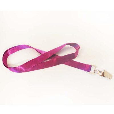 שרוך לצוואר סגול 1.5 סמ עם קליפס קרוקודיל